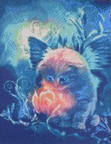 Abstract kat engeltje met bloem